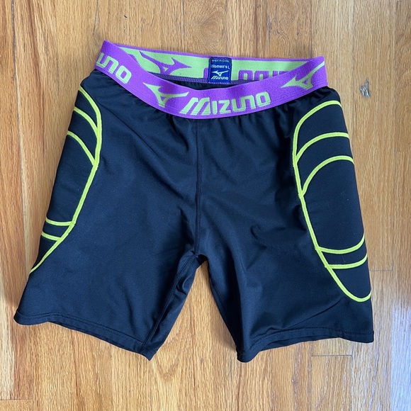 Mizuno Womens Aero Vent Padded Softball Sliding Shorts Black/Purple/Neon. Size L - Picture 1 of 6